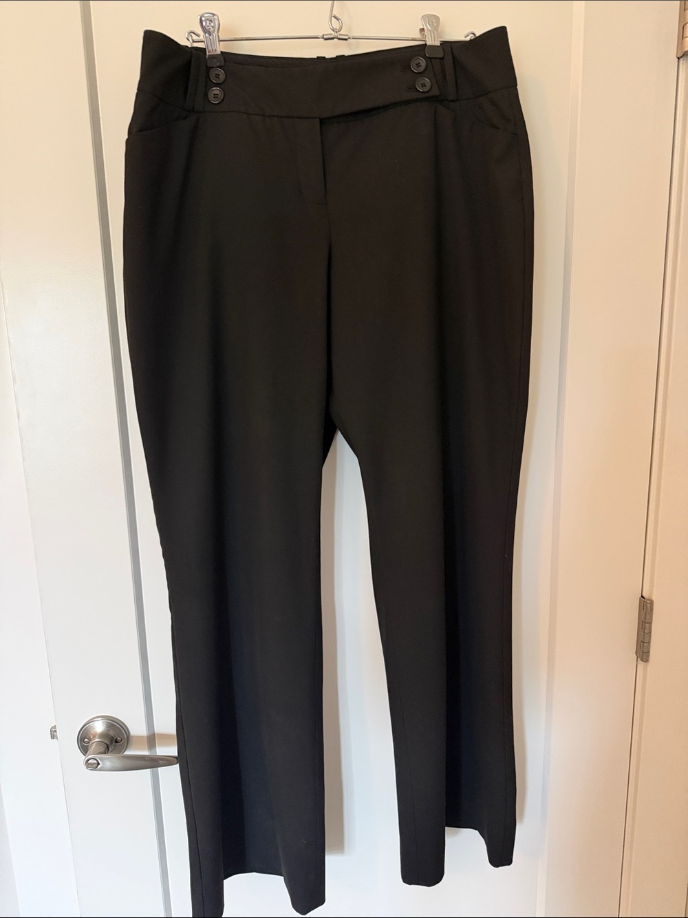 The Limited Black High-Rise Straight Trousers with Side Buttons